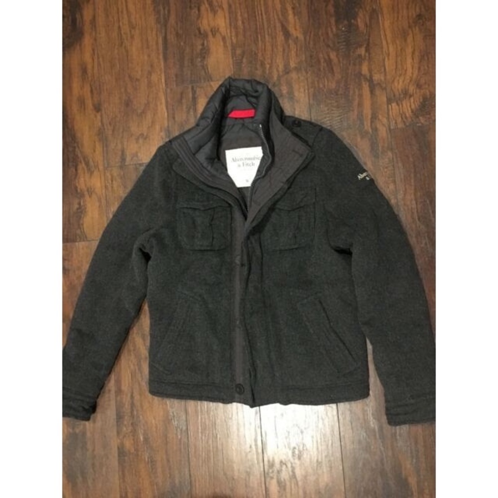 ABERCROMBIE AND  FITCH AF GREY WOOL COAT